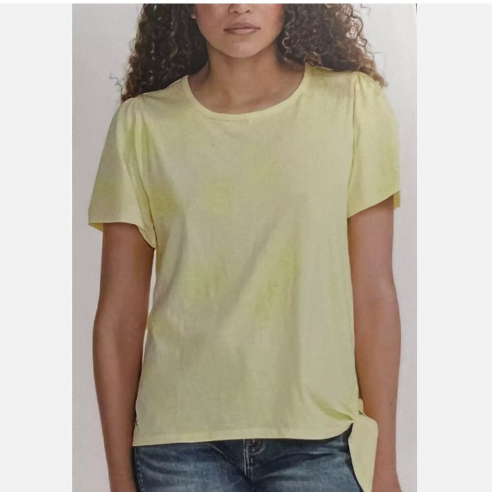Nautica Women’s Yellow Side-Tie Crew Neck Short Sleeves Comfort T-Shirt Size XS